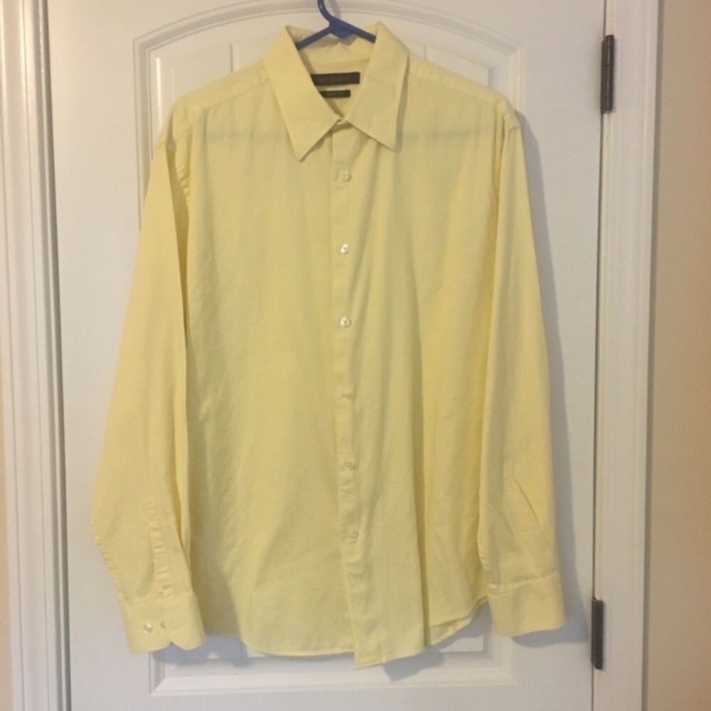 Mens Yellow Dress Shirt Modern fit Size XL
